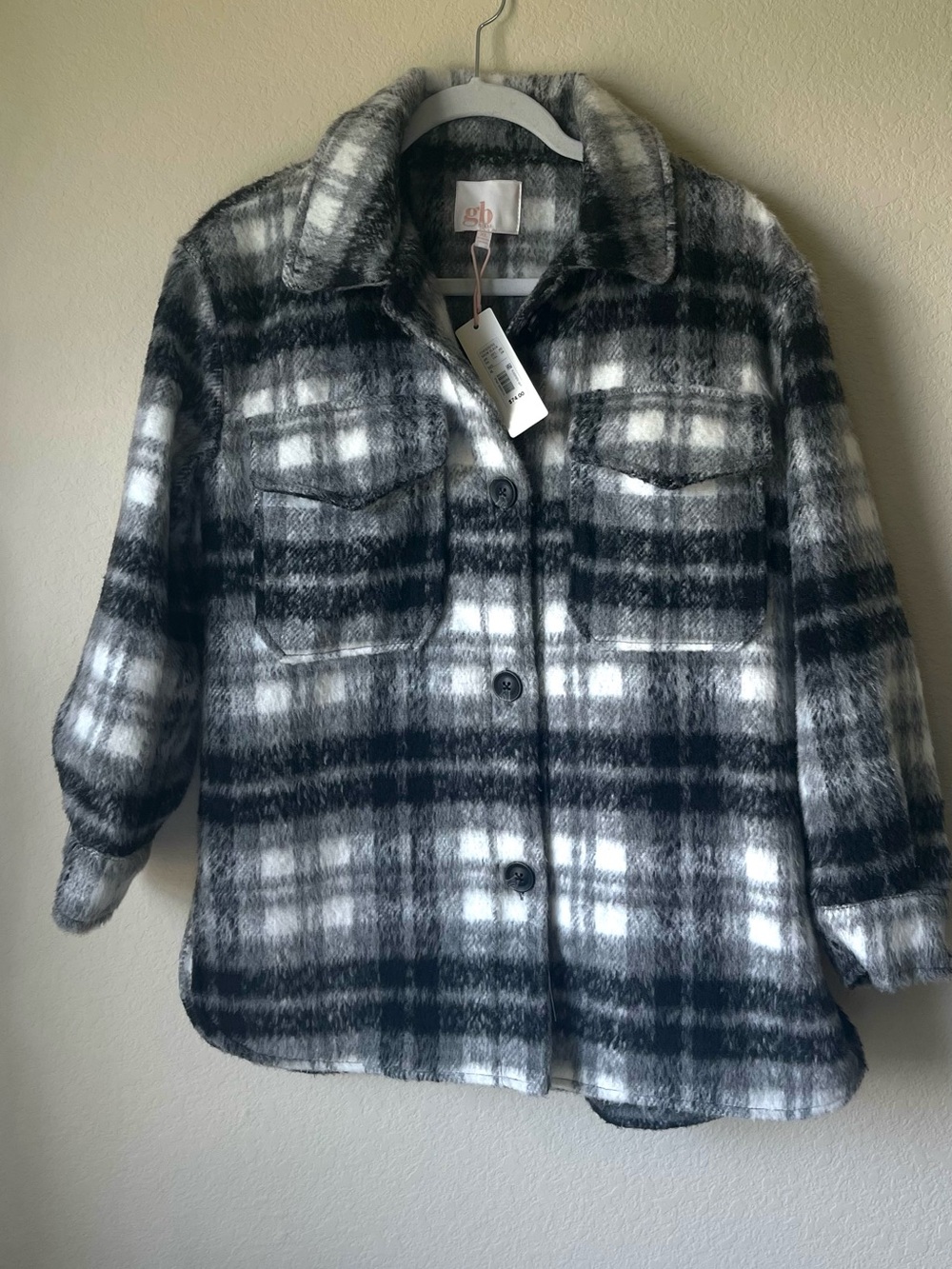 NWT!! Gianni Bini Kids Black & White Plaid Shacket